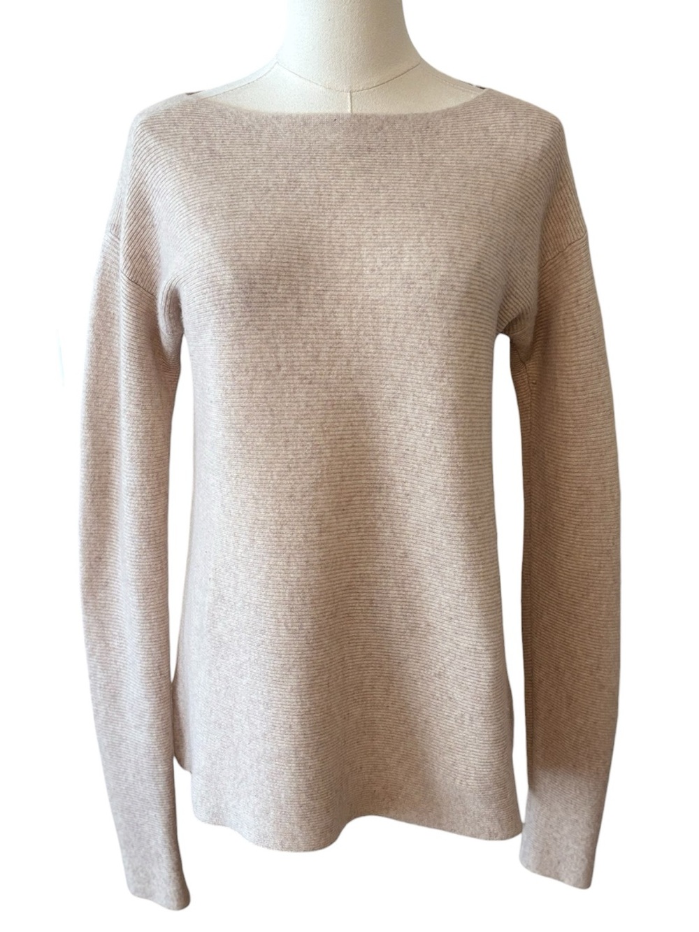 Garnet Hill Beige Cashmere Scoopneck Sweater Size Medium
